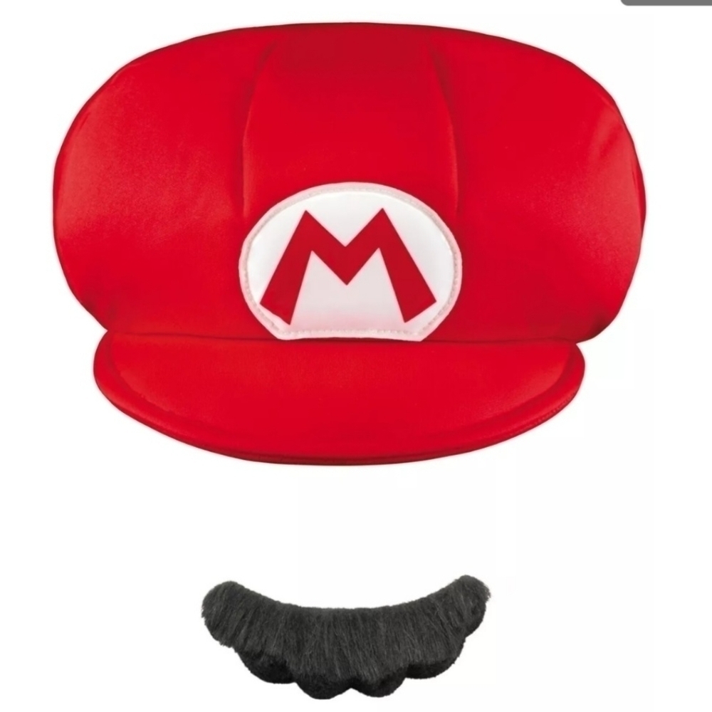 NWT Nintendo Super Mario Hat Mustache Halloween Costume Cosplay Accessory Kit - Picture 2 of 11